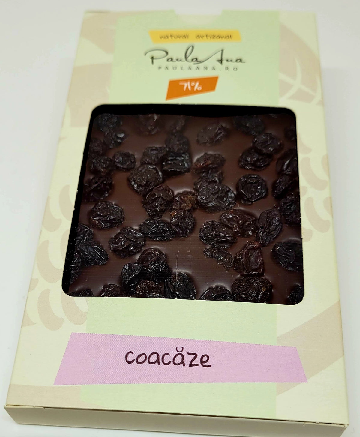 Tabletă de ciocolată neagră cu coacăze 120g